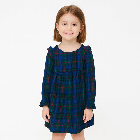 Cat & Jack Blue Green Red Plaid Christmas Church Long Sleeve Dress Size 4T - Picture 1 of 5